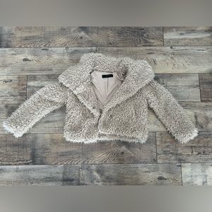Zara Basic Outerwear fuzzy tan coat. Medium. Worn once. Like new condition.